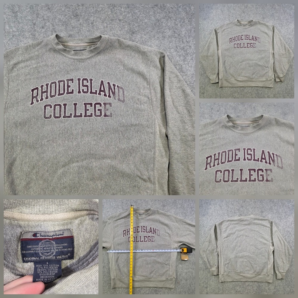 VTG Champion Reverse Weave Rhode Island College Sweatshirt Mens Large Crewneck